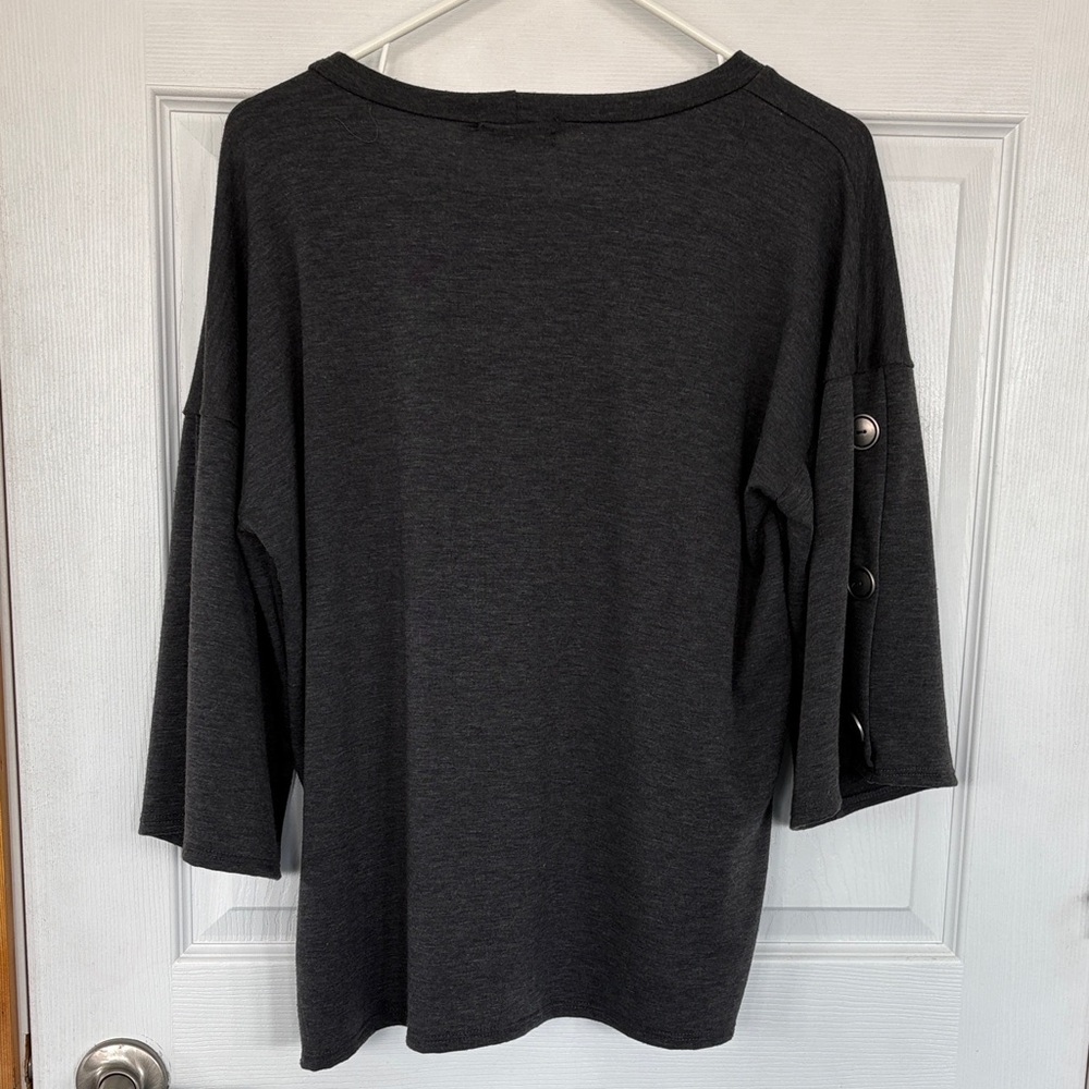 Women's Charcoal 3/4 bell Sleeve Top